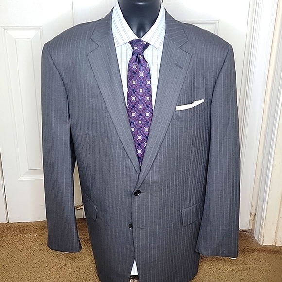 Brooks Brothers Golden Fleece Suit Size45 Long W 40 Gray Pinstripe